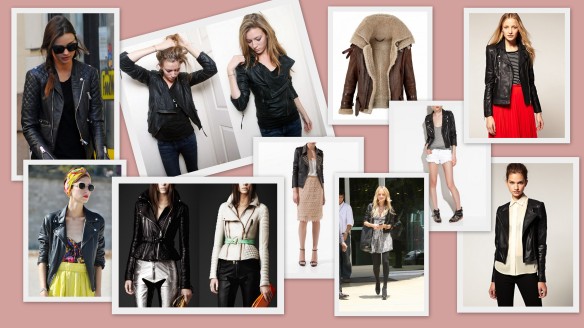 Mixture of Leather jacket styles and brands including: Balenciaga, Burberry Porseum, Whisltes, All Saints and Zara